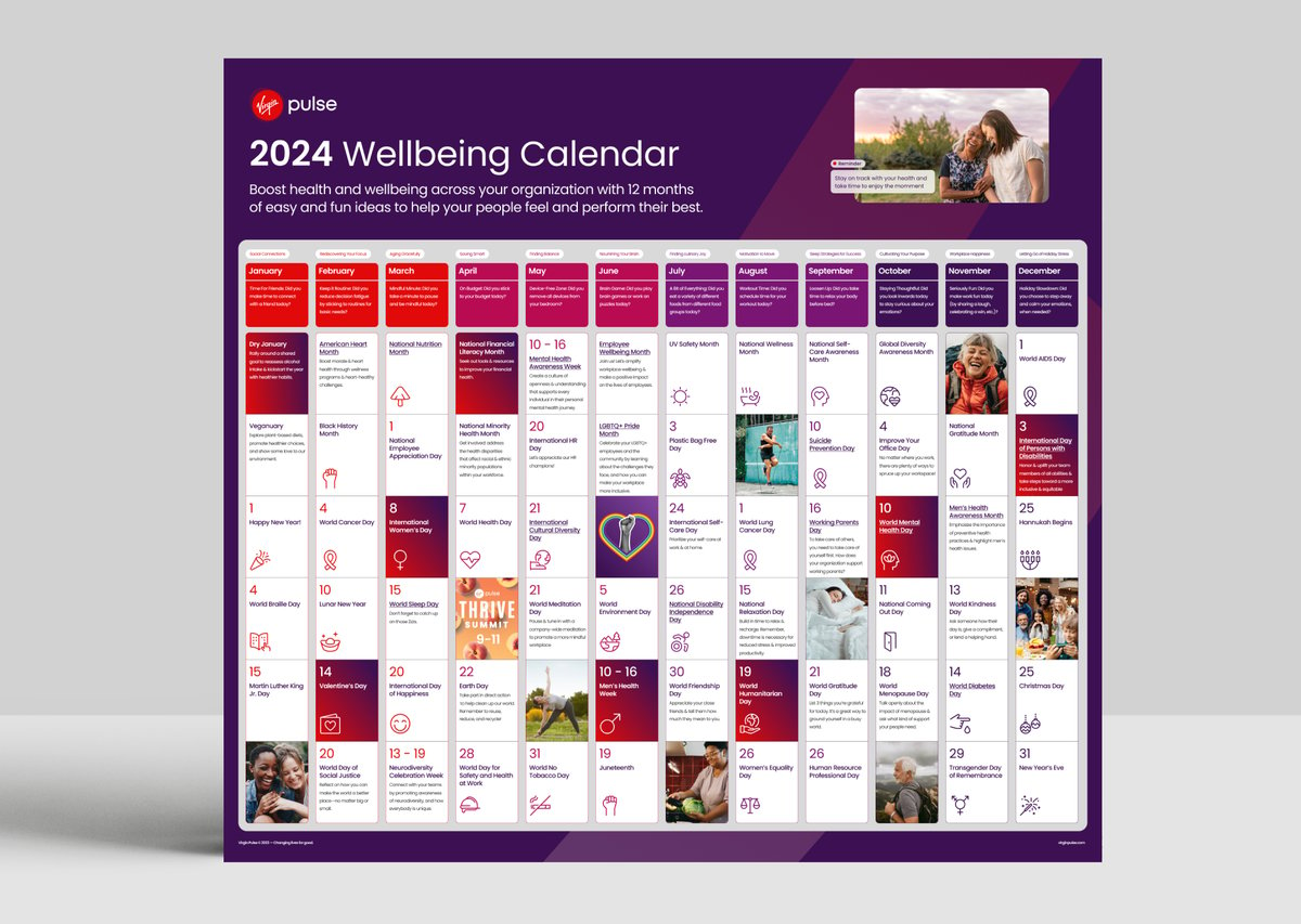 2024 Yearly Wellbeing Calendar Virgin Pulse